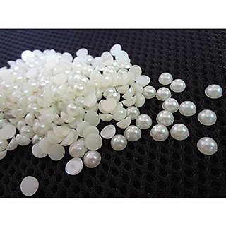 Buy Pearl Beads half cut ( Moti ) , 8Mm ,Used In dresses , Jewelry Making , Scrap Booking 