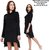 Cowl Neck Asymmetrical Hem Solid Black Jersey Dress By Klick2Style
