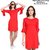 Short Dress with Ruffled Sleeves Red Jersey Dress By Klick2Style