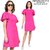 Flared Sleeves Comfort Fit Jersey Dress Pink