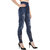 Sapro Blue Washed Cut-out Ripped Stretchable jegging For Womens