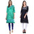 Meia Green and Black  Printed Cotton Stitched Kurti (Combo of 2)