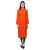 Kurti's Womens Orange Solid Rayon Kurtis