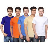 KETEX Mens Multicolor Solid Round Neck TShirt Pack of 5