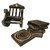 wooden chair tea coaster set