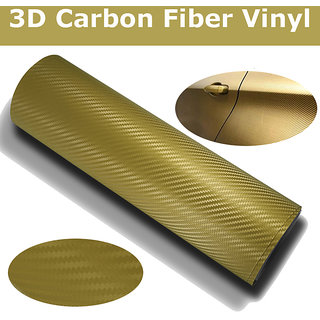 Buy 12x24 3d Golden Carbon Fiber Vinyl Car Wrap Sheet Roll Film