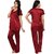 Riya Women's Solid Mahroon and Blue Top  Pyjama Set