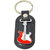 Faynci Fashion Genuine Leather Key Chain with Red Electric Guitar cool gift for loved one