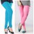 Stylobby Sky Blue And Baby Pink Cotton Lycra Pack Of 2 Leggings