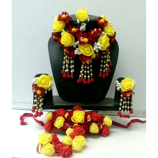 Flower Jewellery Set For Women Girls Mehandi Haldi Wedding