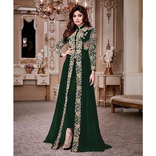 Buy Indian Sylish Designer Bollywood Pakistani Green Shamita Shetty Unstitched Anarkali Gown Salwar Suit Dress Material Online 2199 from ShopClues