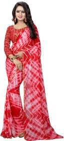 AS Fashion red chiffon saree and casual wear and work wear printed saree