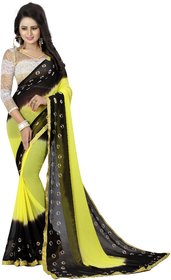 AS Fashion Yellow chiffon saree and casual wear and work wear printed saree