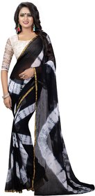 AS Fashion black chiffon saree and casual wear and work wear printed saree