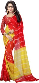 AS Fashion red chiffon saree and casual wear and work wear printed saree