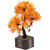 Random S Shaped Artificial Bonsai Tree with Orange and Yellow Leaves