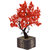 Random Y Shaped Artificial Bonsai Tree with Red Leaves and White Flowers