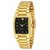 HWT Men Rectangle Dail Gold Metal Strap Analog Watch