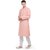 RG Designers Peach  White Full Sleeves Kurta  Pyjama Set For Men