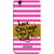 FUSON Designer Back Case Cover For YU Yureka :: YU Yureka AO5510 (Pink And White Horizontal Strips Gold Paint Black Font)