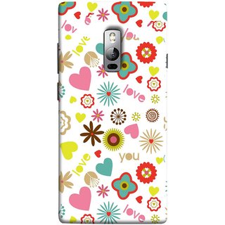 FUSON Designer Back Case Cover for OnePlus 2 :: OnePlus Two :: One Plus 2 Love You Pink Yellow Hearts Snow Red Flowers Garden