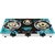 Surya Designer Stainless Steel 3 Burners Glass Automatic Gas Stove, Black and Green
