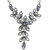 The Jewelbox Party Floral Black Crystal CZ American Diamond Silver Plated Necklace for Girls Women
