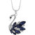 The Jewelbox Swan Blue Crystal Pearl CZ American Diamond Long Chain Necklace for Girls Women