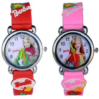 Barbie Mulricolour Analog Watch Combo of- 2 for Girls