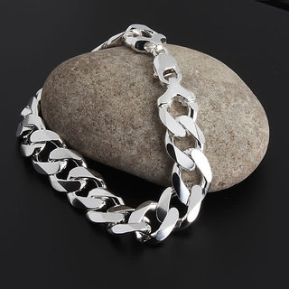 deepak 5mm Curb chain Heavy bracelet in sterling silver for men