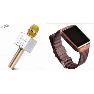 Clonebeatz DZ09 Smartwatch and Q7 Microphone Karrokke and Bluetooth Speaker for SONY xperia z2a (DZ09 Smart Watch With 4G Sim Card, Memory Card| Q7
