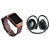 Mirza DZ09 Smart Watch and Mini 503 Bluetooth Headphone for SAMSUNG GALAXY J 1(DZ09 Smart Watch With 4G Sim Card, Memory Card| Mini 503 Bluetooth Headphone)