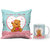 Indigifts Valentine Day Gift Ceramic Coffee Mug 330ml & Cushion 12X12 Inches With Filler Satin Blue