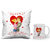 Indigifts Valentine Day Gift Ceramic Coffee Mug 330ml & Cushion 12X12 Inches With Filler Satin White