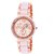 DCH IN-65 Rosegold White Studded Dummy Chrono Designed Multi Marker Analogue Wrist Watch For Women And Girls