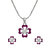 Mahi Valentine Collection Rhodium Plated Attractive Floral Inspired Pink Pe 
