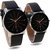 7star Crystal Black leather couple watch