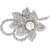 Fasherati Party Floral Brooch With Pearl and Cz In Rhodium Plating For Women