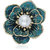 Fasherati Bright Blue Color Enamel Flower Brooch For Women