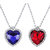 Fasherati Blue Red Heart Titanic heart pendant for Girls (set of 2 pendant Necklace)