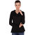 Cattleya Black Color Knit Viscose Cowl Neck Long Sleeves Top For Women's