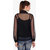 Cattleya Black Poly Net V Neck Long Sleeves Top For Women's