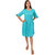 Rivi Women's Light Blue Mid Dress in Poplin Dobby
