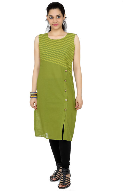 Buy Flavido Green Plain Stitched Kurti Online 699 from ShopClues