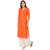 Sgatra Women Cotton Kurta Orange Solid Straight Kurti