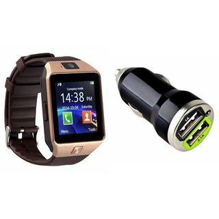 Buy Zemini DZ09 Smart Watch and Car Charger for HTC DESIRE 200