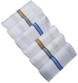 Aadikart Men's White Lining Handkerchief -pack of 6