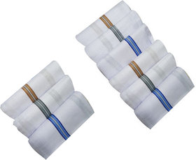Aadikart Men's Cotton White Handkerchief -pack of 9