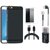 Vivo Y53 Silicon Anti Slip Back Cover with Memory Card Reader, Tempered Glass, Earphones and USB Cable
