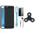 Vivo Y55L Silicon Slim Fit Back Cover with Spinner, Tempered Glass, Earphones and USB LED Light